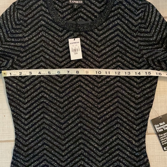 NWT Express Black & Metallic Silver Mini Dress - Picture 9 of 10